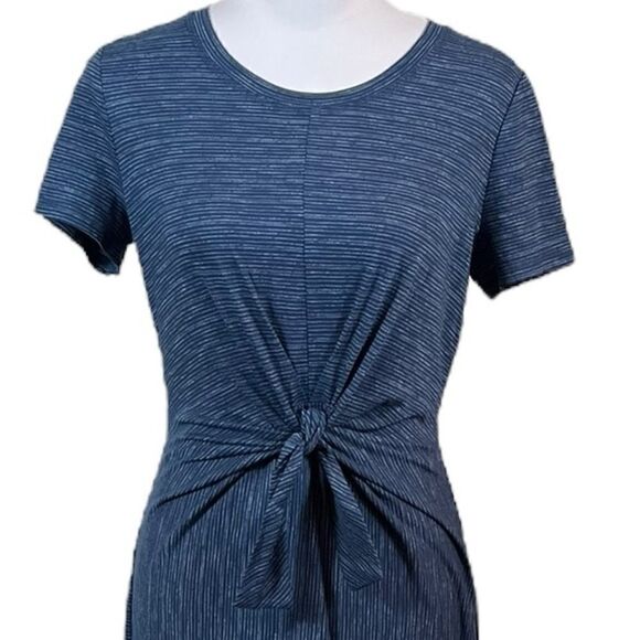 NWT Talbots Women’s Tie Front Short Sleeve T-Shirt Dress, Alameda Stripe, Size S - Picture 4 of 9